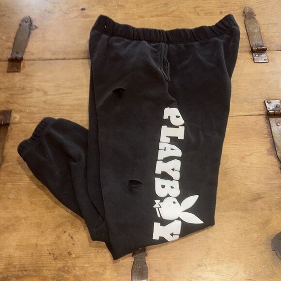 Mens PacSun Black Playboy Sweatpant Joggers Size Medium - Picture 1 of 9